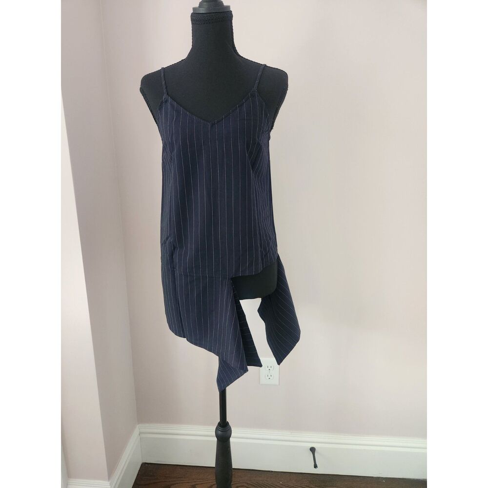 NWT Grey Lab x Anthropologie sleeveless top pinstripe navy white Size Small